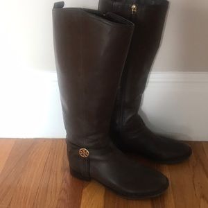 Brown Tory Burch riding boots